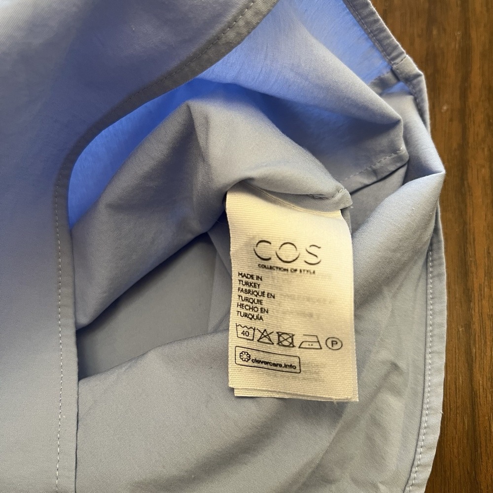 COS Relaxed Fit Blue Cotton Button-Up Long Sleeve Shirt Men's Size M Classic - Picture 7 of 13
